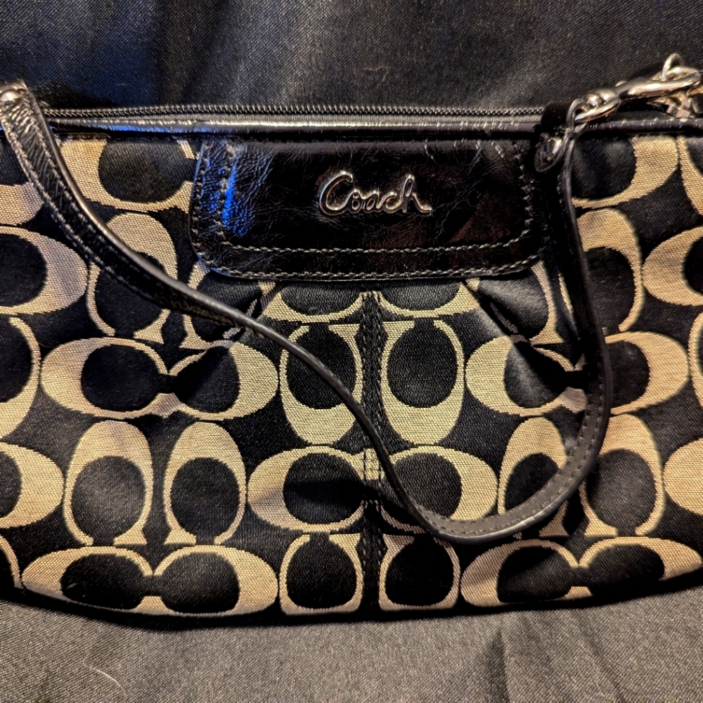 Black and White Coach Clutch